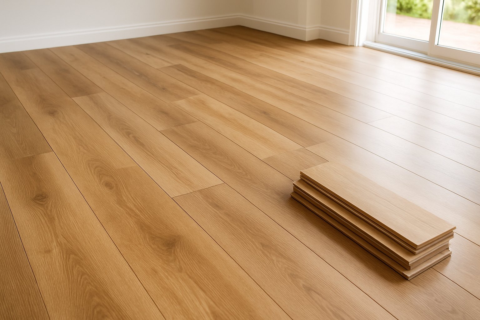 New warm oak-look vinyl plank flooring in a bright room